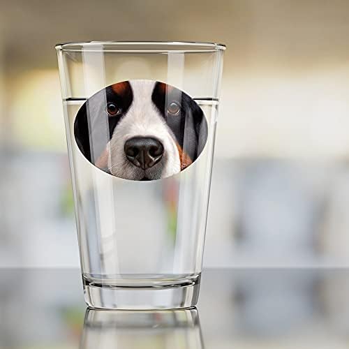 פני כלב הר ברנזה מקרוב 16 כוס ליטר עוז, זכוכית מחוסמת, עיצוב מודפס ומתנת מאוורר מושלמת / נהדר למשקאות קרים, סודה, מים