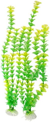 מיכל דגים של ג'רדין אקווריום אקוואקאפינג עיוור צמחי פלסטיק, גובה 15.7 אינץ ', 2 חלקים, צהוב ירוק