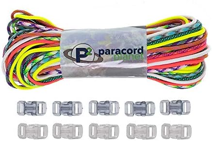 Paracord Planet 550lb Type III Paracord Combo ערכות יצירה עם אבזמים לצמידי חברות ומתחילים מלאכה