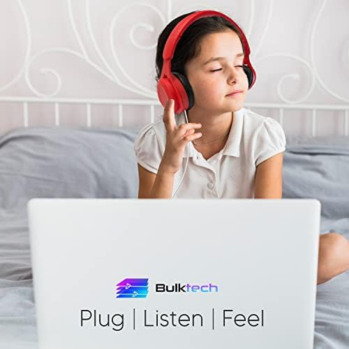 Bulktech 08 אוזניות מתקפלות על האוזניים לילדים, בני נוער וילדים עם סרט בגימור מתכוונן, תאימות שקע 3.5 ממ עם טלפונים סלולריים,