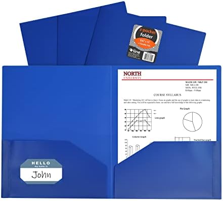 שני כיס כבד פולי תיק, עבור מכתב גודל ניירות, כולל כרטיס ביקור חריץ, 1 מקרה של 25 תיקי, כחול