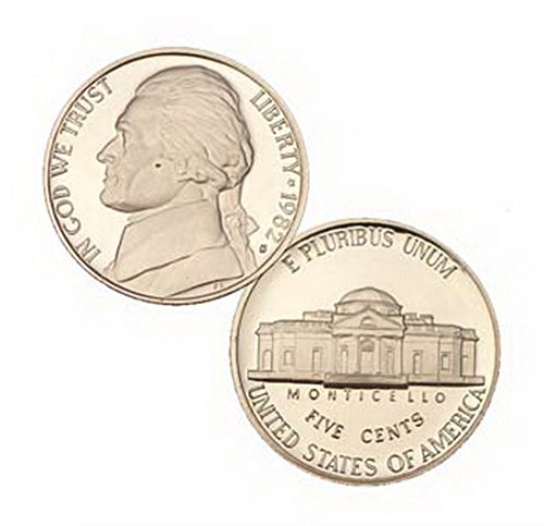 1982 ארהב מנטה ג'פרסון הוכחה 5 סנט מטבע ניקל