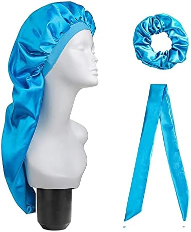 Jdyaoying Satin Hair Braid Bonnet עבור כובע לילה ישן לנשים עם להקת עניבה ולמסור טבעת שיער