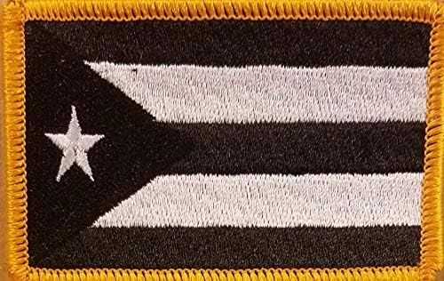 טלאי דגל פוארטו ריקו רקומים עם סמל כתף טקטי צבאי צבאי גרסה שחור לבן גרסה זהב גבול זהב