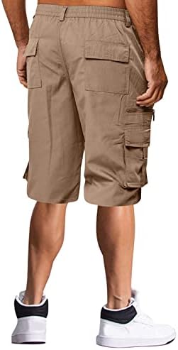 מכנסי מטען קצרים לגברים שרוך מותניים אלסטיים מותחים מכנסיים קצרים ספורט רופפים בכושר קל משקל קל משקל טיול קיץ מכנסיים