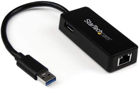 Startech.com USB 3.0 ל- Gigabit Ethernet מתאם NIC עם יציאת USB, צבע שחור: גודל שחור: USB 3.0 W/לעבור דרך גאדג'ט ביתי של